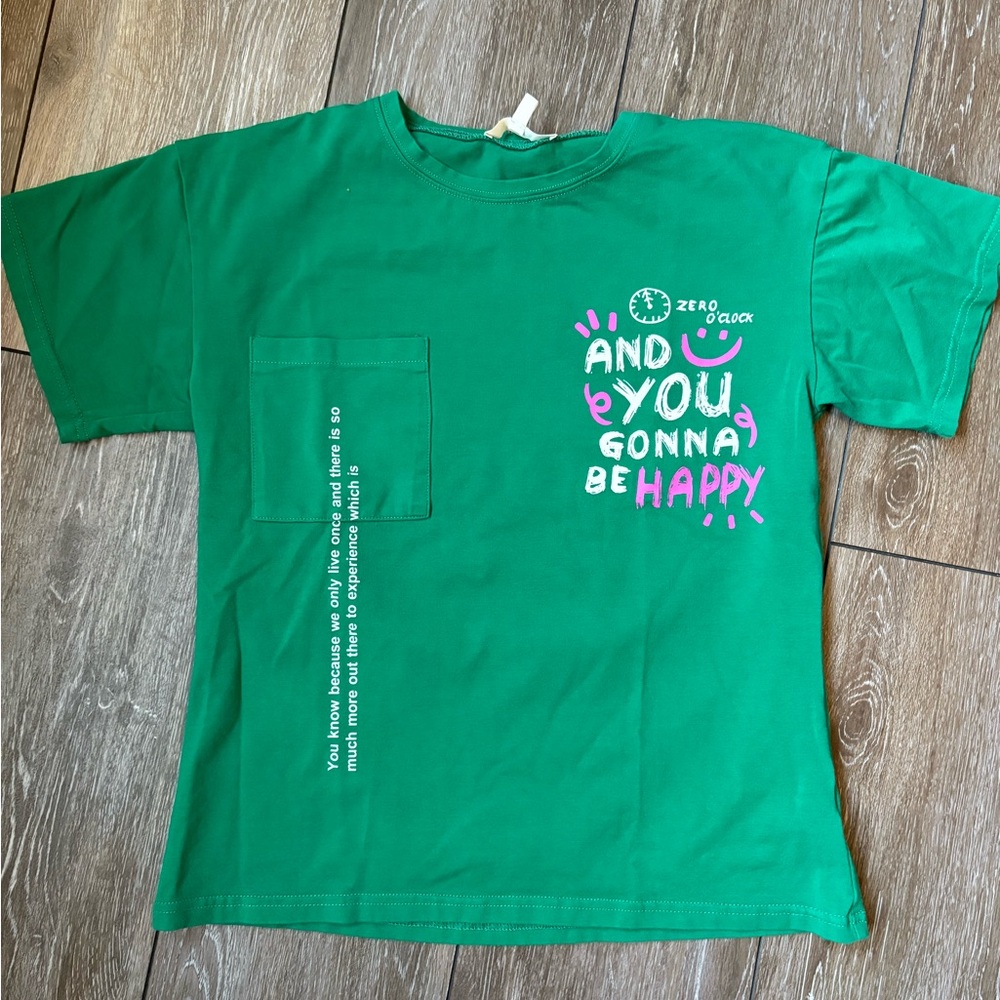 Pastels Clothing Vibrant Green Tee with‎ Playful Text